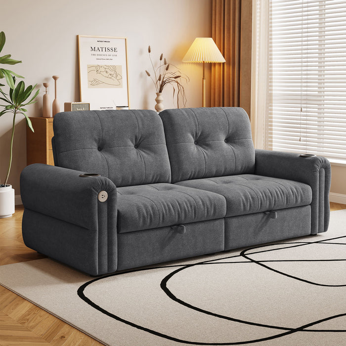 2 In 1 Convertible Sofa Bed For Living Room - Dark Gray - Fabric