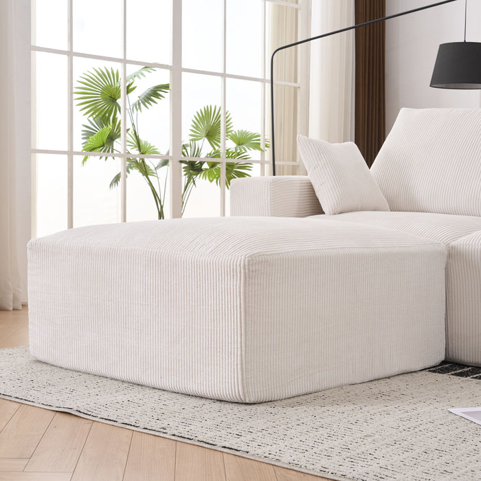 Modular Sectional Sofa With Ottoman, USB And Type C Charger, Petal Armrest Design