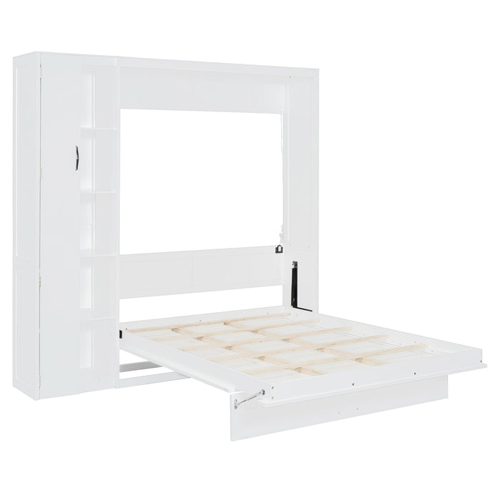 Murphy Wall Bed With Shelves, Wardrobe And LED Lights