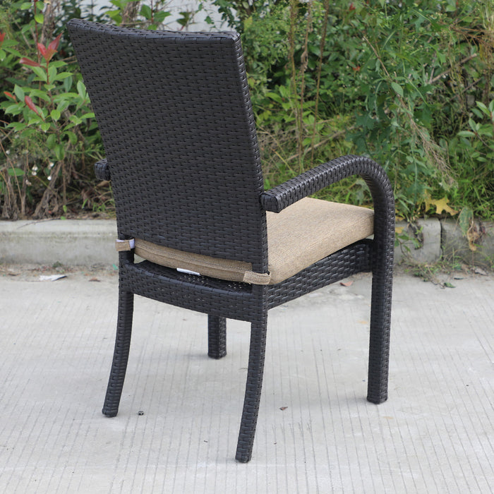 Balcones Outdoor Wicker Dining Chairs With Cushions, (Set of 8) Brown / Chocolate