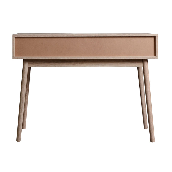 Rustic Entryway Console Table With Sliding White Doors And Wood Legs - Natural