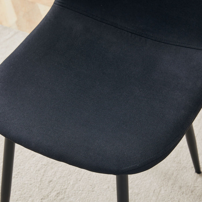 Modern Medieval Style Cushioned Side Chairs Set With Black Metal Legs For Kitchens