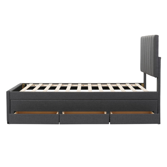 Upholstered Design Platform Bed With Trundle