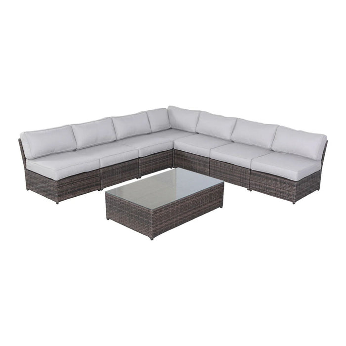 Comfortable Modern Patio Rattan Sectional Set With Cushions
