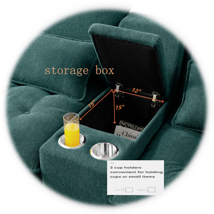 U Shaped Sofa With Console And Cupholders, 6 Seat