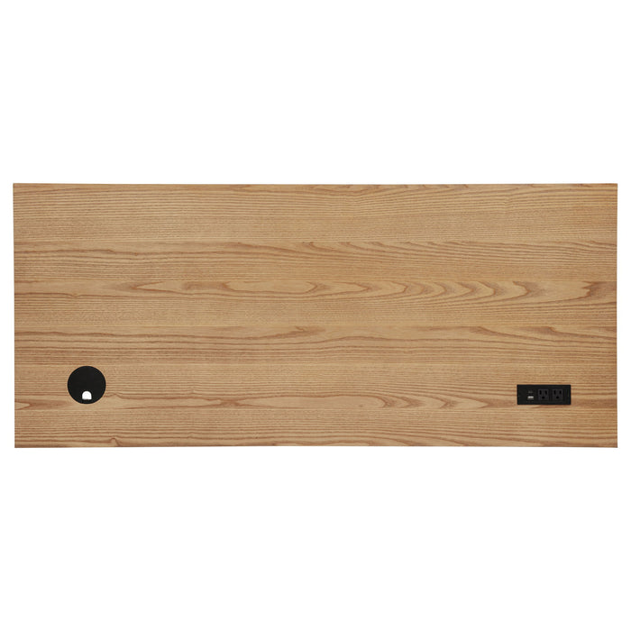 Vermes 55-inch 3-drawer Writing Desk with Power Outlet Light Ash