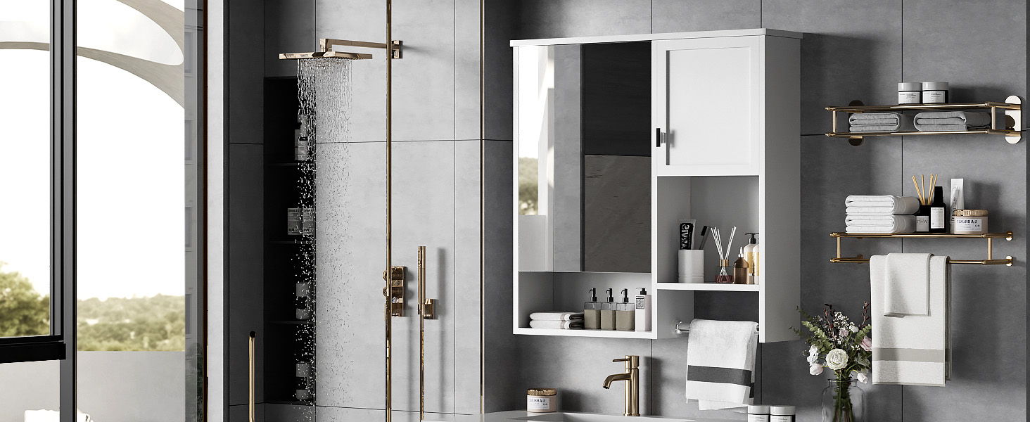 Modern Wall Mounted Bathroom Medicine Cabinet, Bathroom Wall Storage Cabinet With Mirror