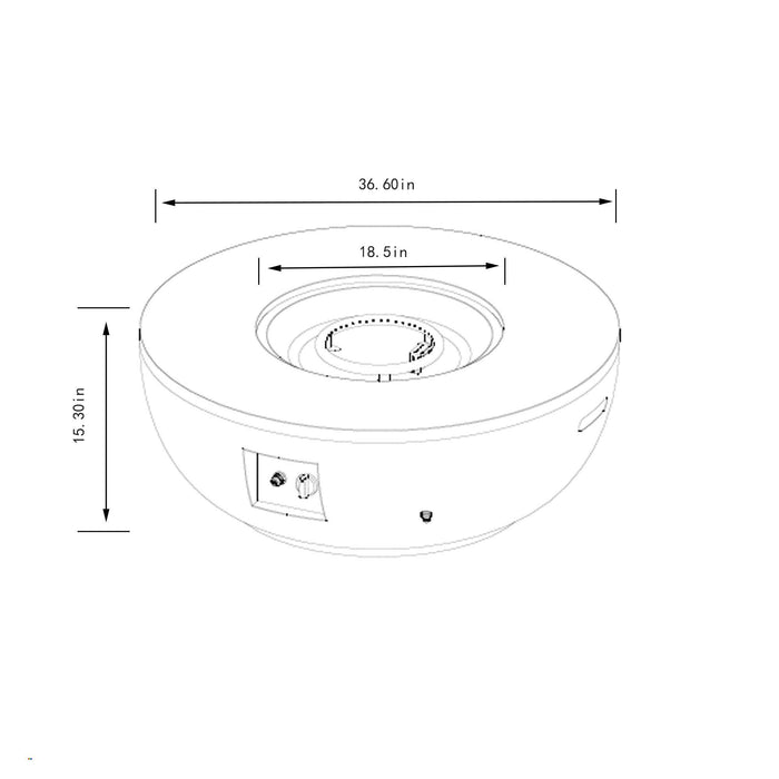 36" Propane Gas Fire Pit Table, 50000 Btu Round Steel Fire Pit With Tank Holder For Outside Patio Deck Garden Backyard - Gray