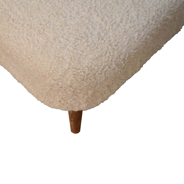 Boucle Square Footstool - Cream