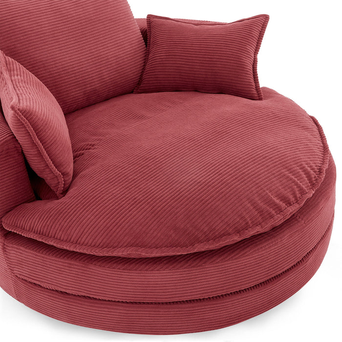 360° Swivel Accent Barrel Chair With Dual Layer Cushion And 3 Removable Pillows