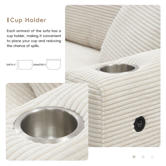 Oversized Sectional L Shaped Cloud Couch With USB Charging Port Cup Holder Deep And Wide Seat Sofa With Chaise Comfy