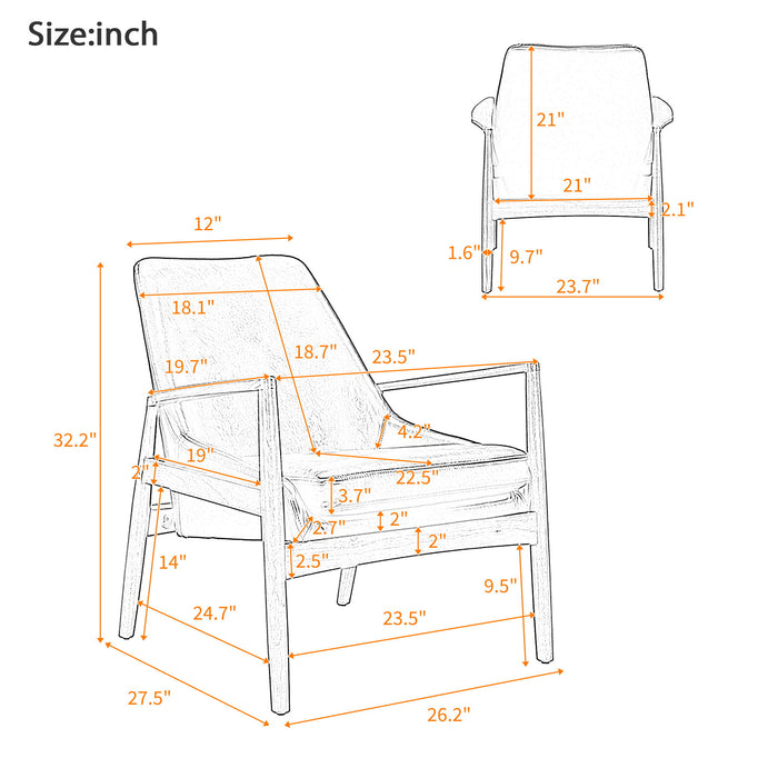 Mid-Century Modern Accent Armchair With High Back