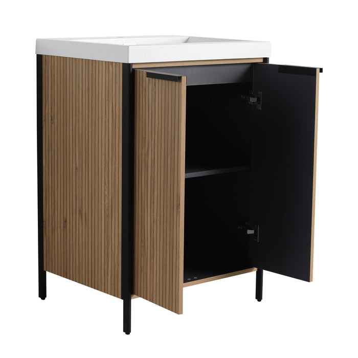 Modern Freestanding Bathroom Vanity With Resin Sink & Soft Close Cabinet Doors