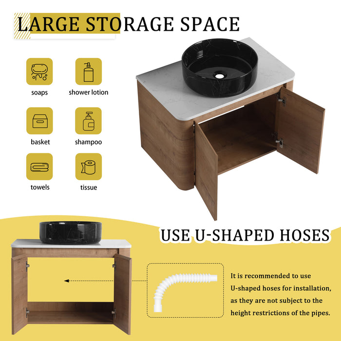 Wall Mounted Bathroom Vanity With Art Sink & 1 Soft Close Door