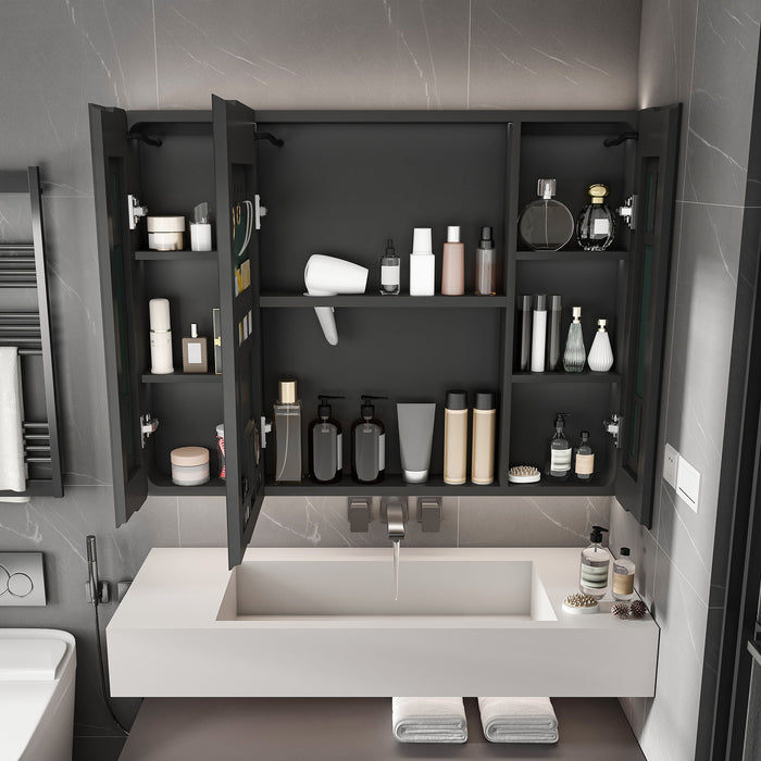 Aluminium Medicine Cabinet Mirror With LED Light And Defogging Function - Gray