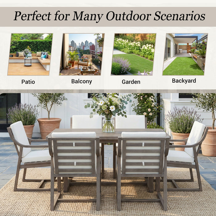 7 Piece Modern Outdoor Dining Set, Patio Furniture