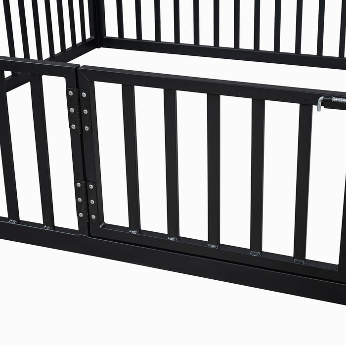 Metal House Bed With Fence And Door