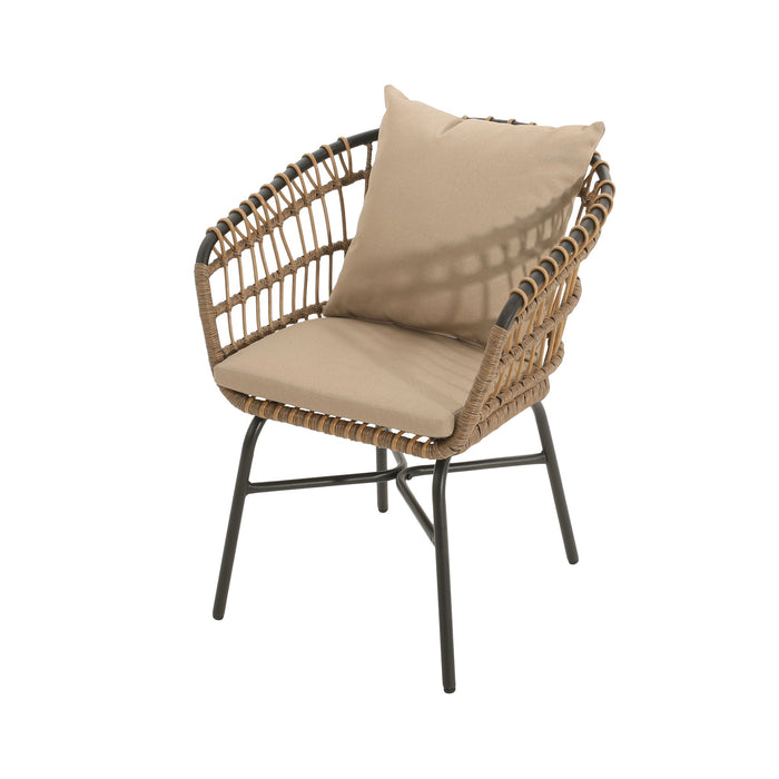 Contemporary Outdoor Patio Chairs With Cushions (Set of 2) - Beige / Black