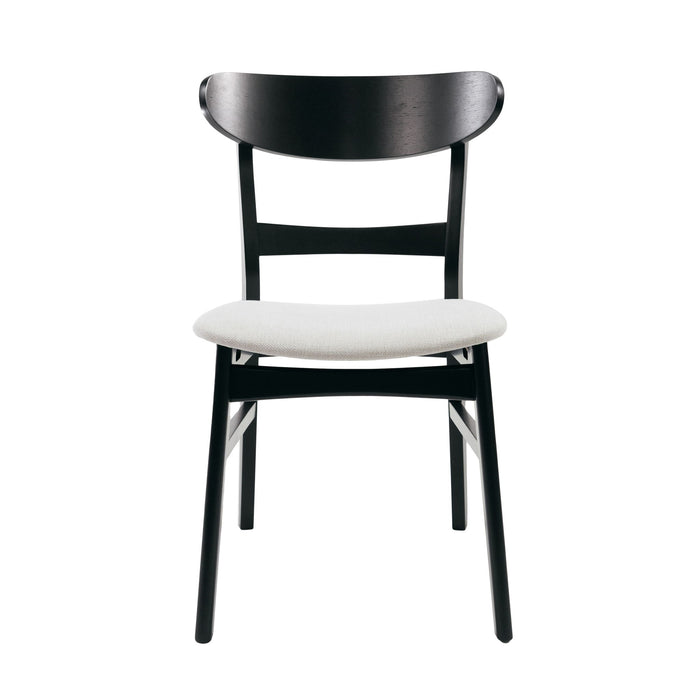 Dining Chairs With Upholstered Seat (Set of 2) - Black / Light Beige