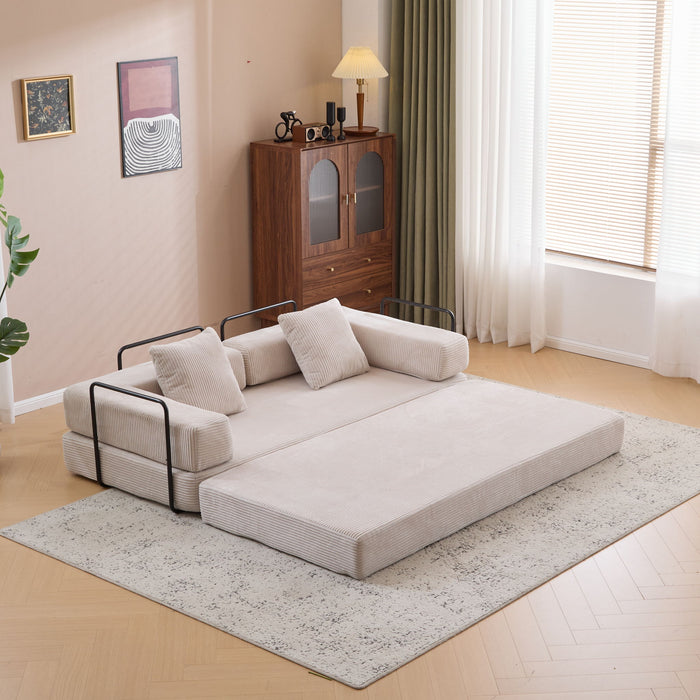 Floor Couch, Convertible Floor Sofa Bed With Pillow Back Support Armrest