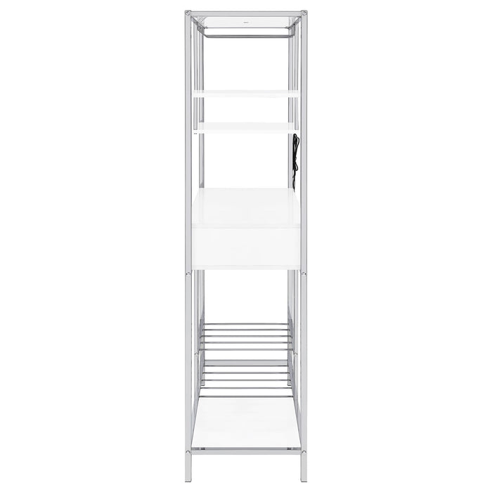 Draper - 5 Shelf LED Wine Cabinet With Pull Out Drawer - Gloss White