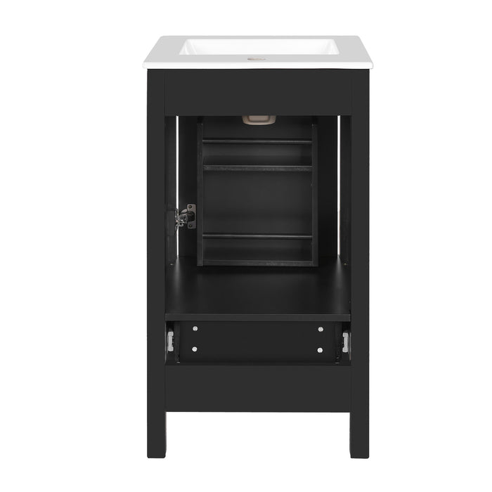 Bathroom Vanity With Ceramic Sink, Soft Close Drawers, Door Organizer, Divider Drawer, Adjustable Foot Pads