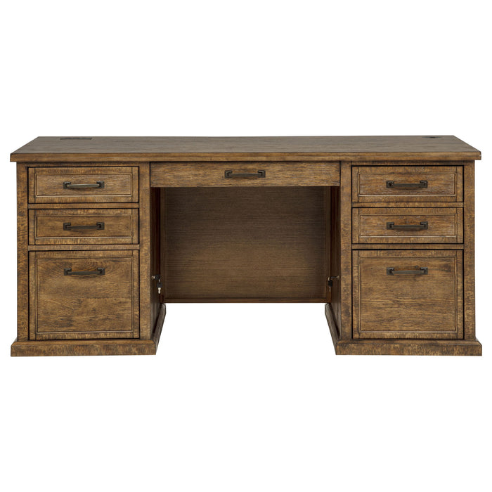 Altidore 68-inch 7-drawer Executive Home Office Desk Distressed Brown