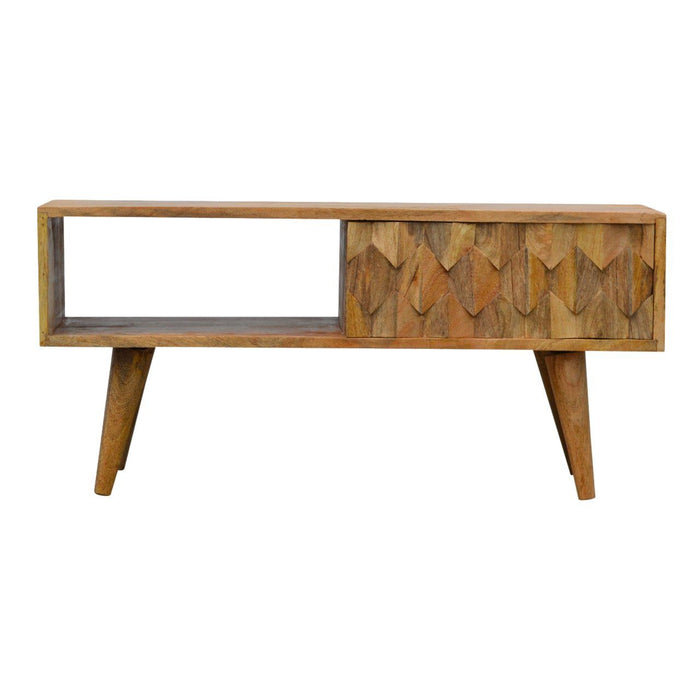Pineapple Carve Sliding Media Unit - Oak