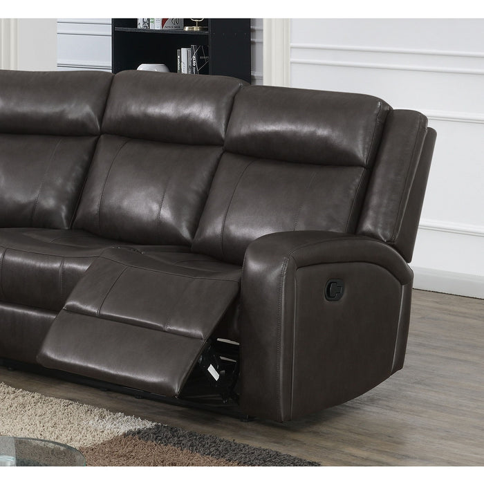 Manual Motion Recliner Sectional Sofa With Console And Cup Holders - Brown