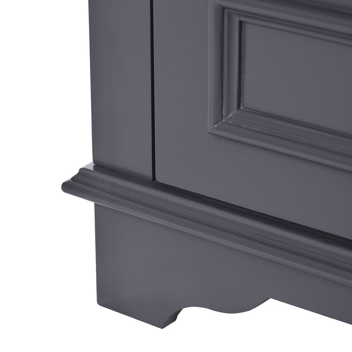 Bathroom Vanity With Ceramic Sink Combo, Modern Freestanding Storage Cabinet With Silver Handles