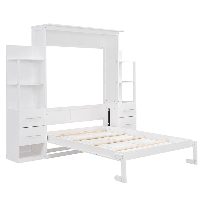 Murphy Wall Bed With Shelves, Drawers And LED Lights