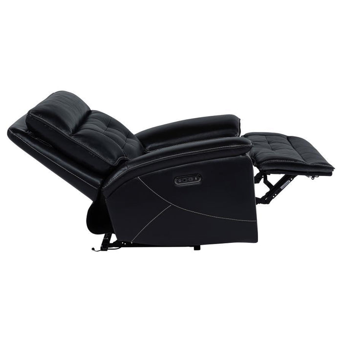 Hewitt - Leather Upholstered Dual Power Recliner Chair - Black