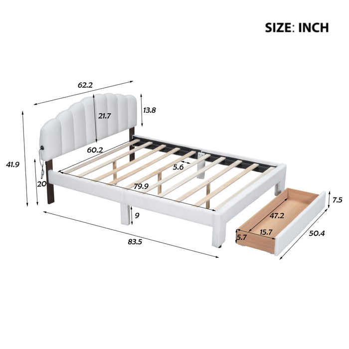 Upholstered Platform Bed With Drawer