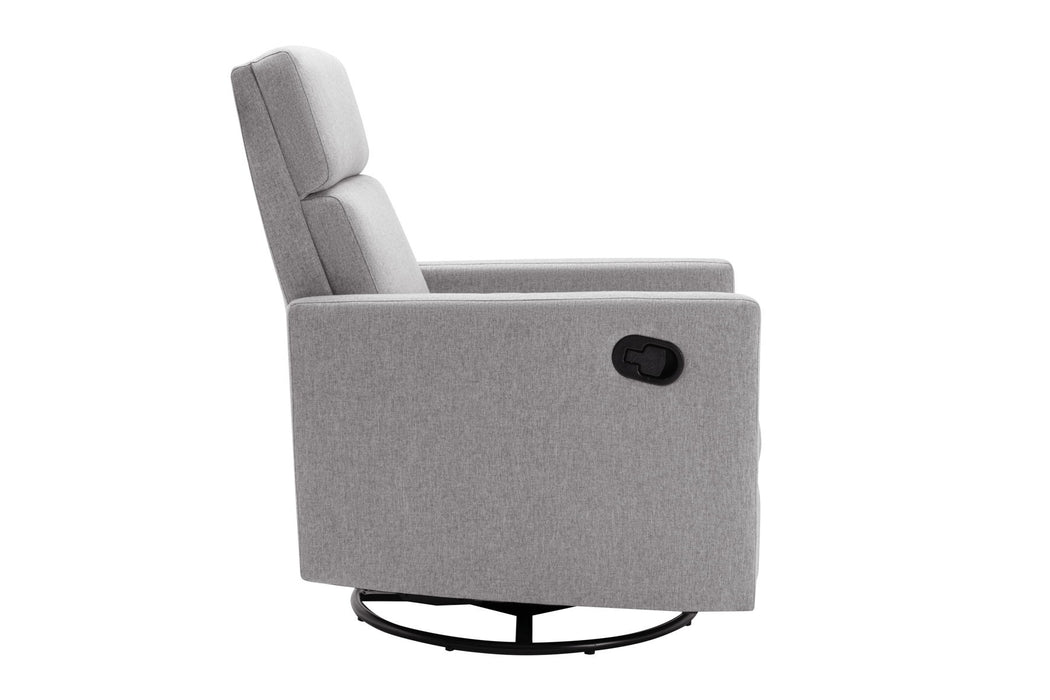 Modern Upholstered Rocker Nursery Chair Plush Seating Glider Swivel Recliner Chair, Gray