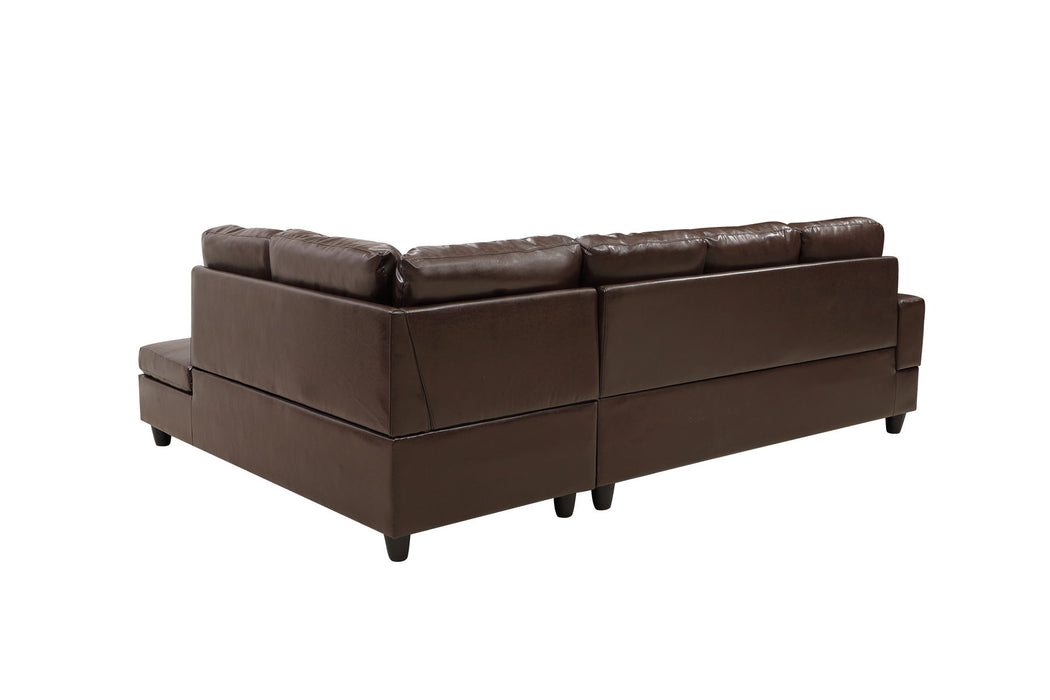 3 Pc Sectional Sofa Set (Brown) Faux Leather Left Facing Chaise With Free Storage Ottoman