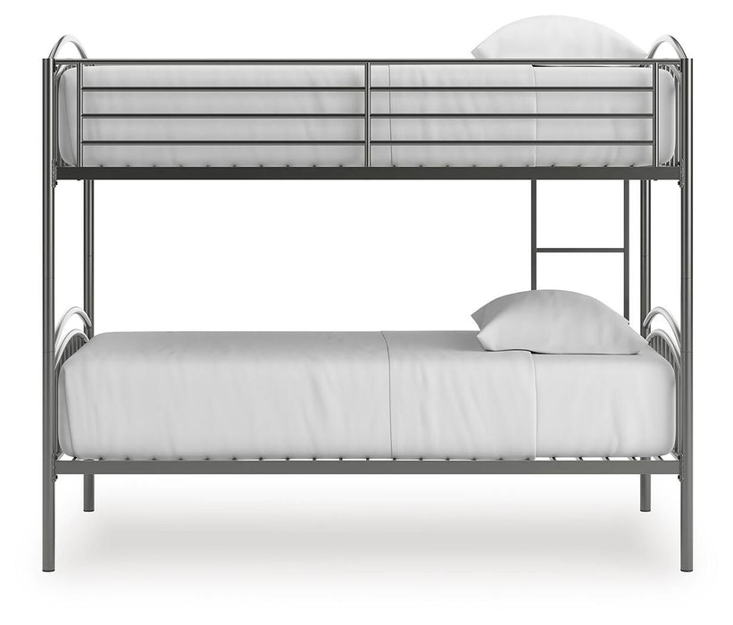 Lanceburg - 3 Pc. - Twin Over Twin Bunk Bed And 2 Mattresses - Gray