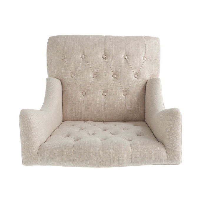 Contemporary Hi Back Club Chair With Wingback Design - Light Beige
