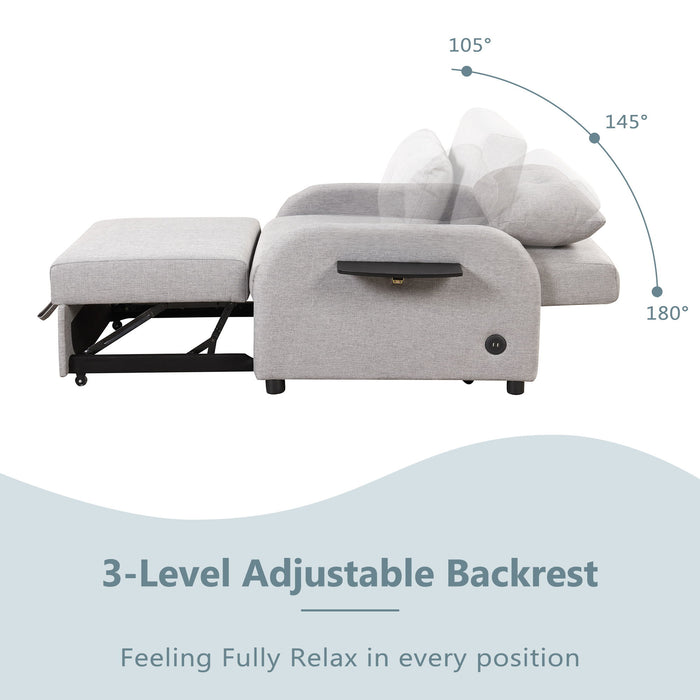 Versatile Pull Out Sofa Sleeper 3 In 1 With Wing Table & USB Charge, Compact Design