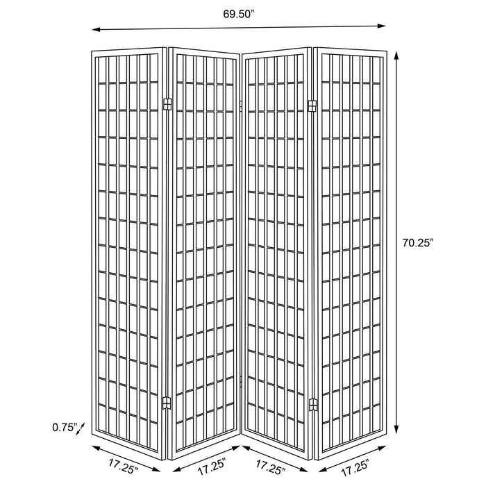 Roberto 4-Panel Room Divider Folding Shoji Screen Black