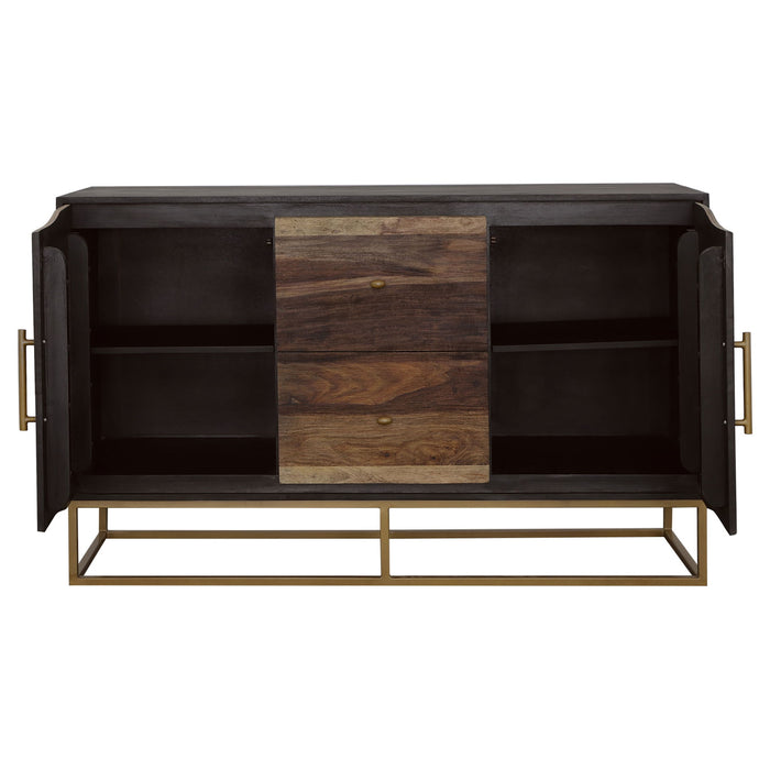 Zara 2-door 57-inch Wood Accent Storage Cabinet Black Walnut