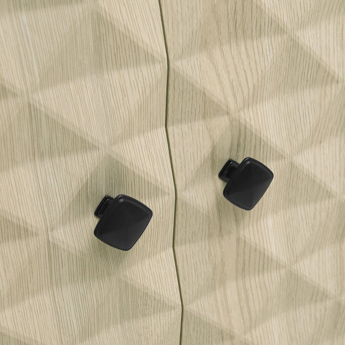 Modern 2 Door 3 Drawer Storage Cabinet, Buffet Cabinet With 2 Embossed Door For Living Room, Kitchen, Entryway - Natural