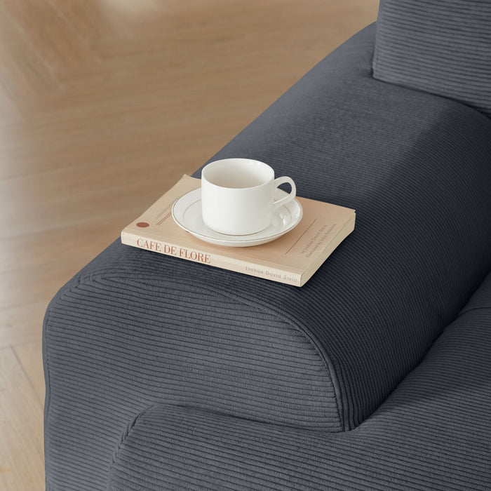 L Shaped Modular Sectional Sofa Corduroy And Movable Ottoman