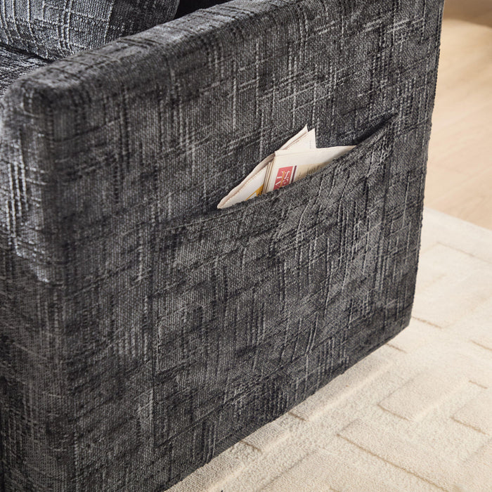 Multifunctional Chenille Recliner Sofa With Storage And Phone Bracket