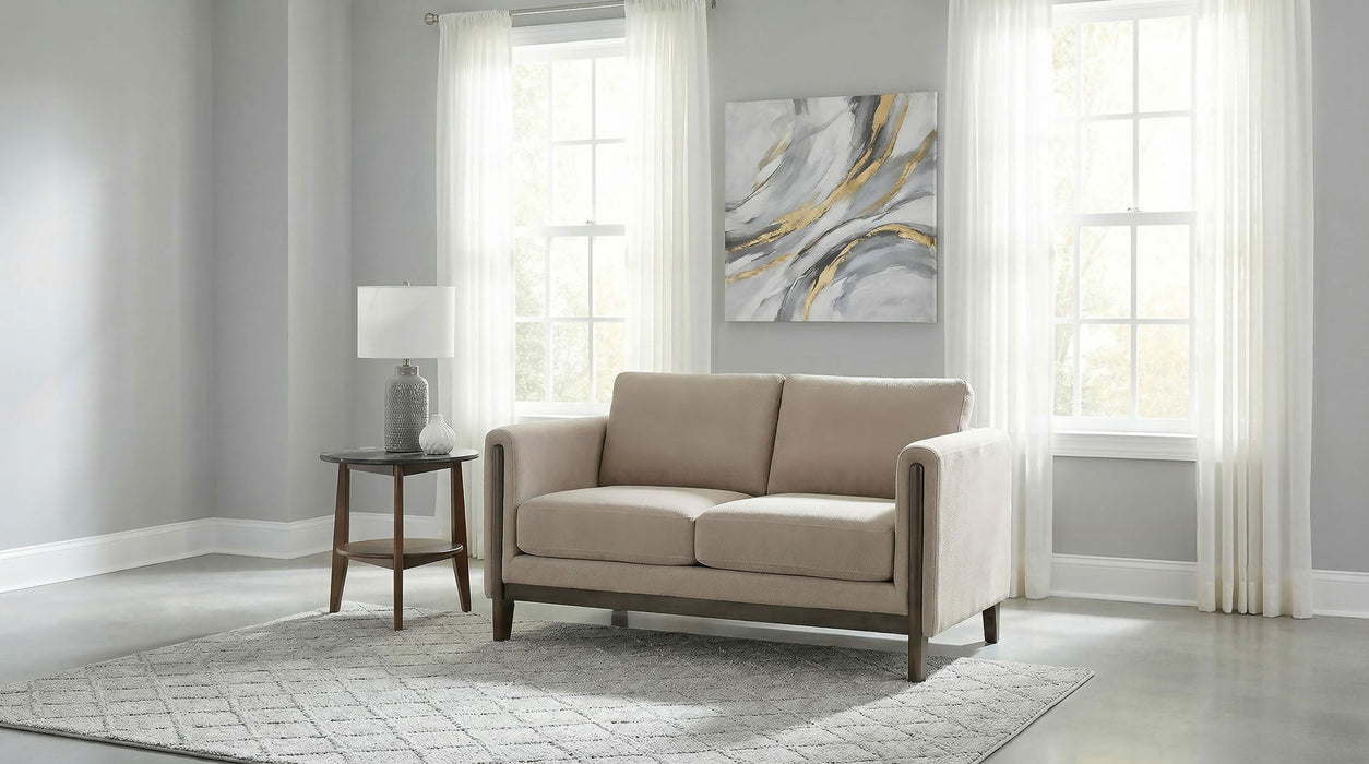 Islington Fabric Upholstered Panel Arm Loveseat Taupe
