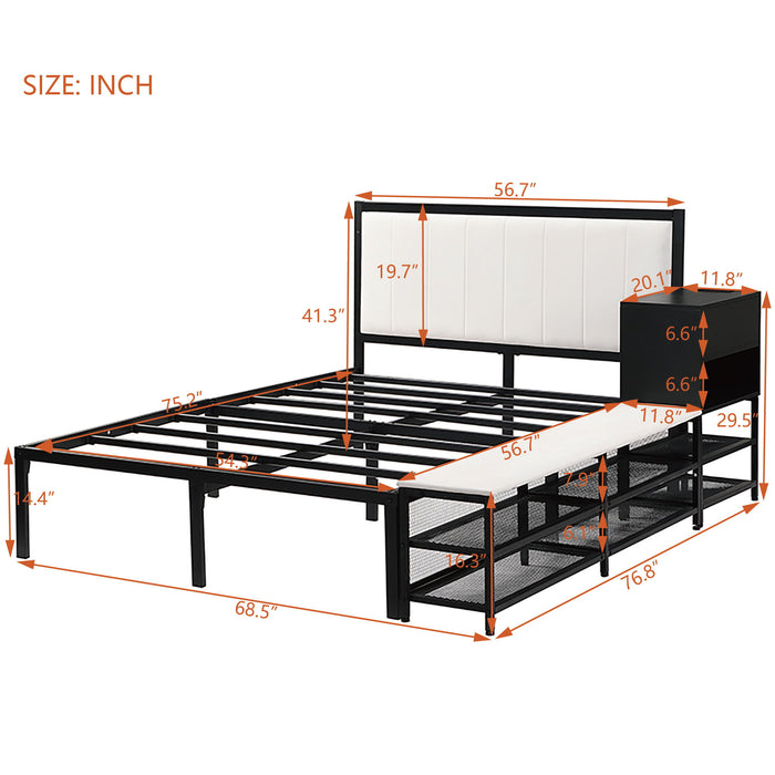 Platform Bed With 2 Tier Storage Shelves, Storage Cabinet