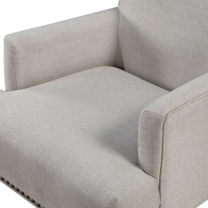 Alice - Upholstered Arm Chair With Nailheads - Beige