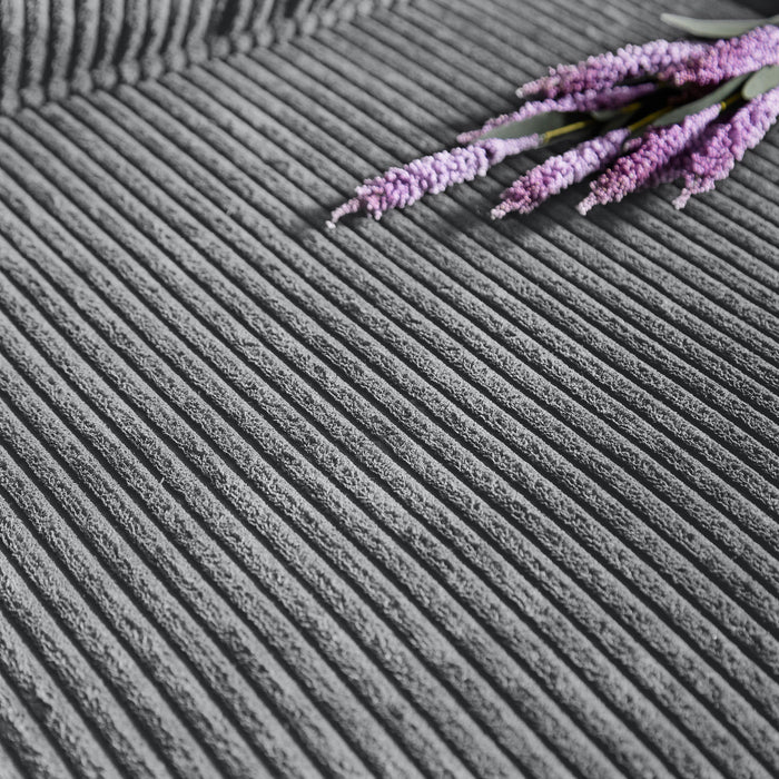 Modern Corduroy Fabric Sofa, 3 Seater Compressed Couch With Cup Holders