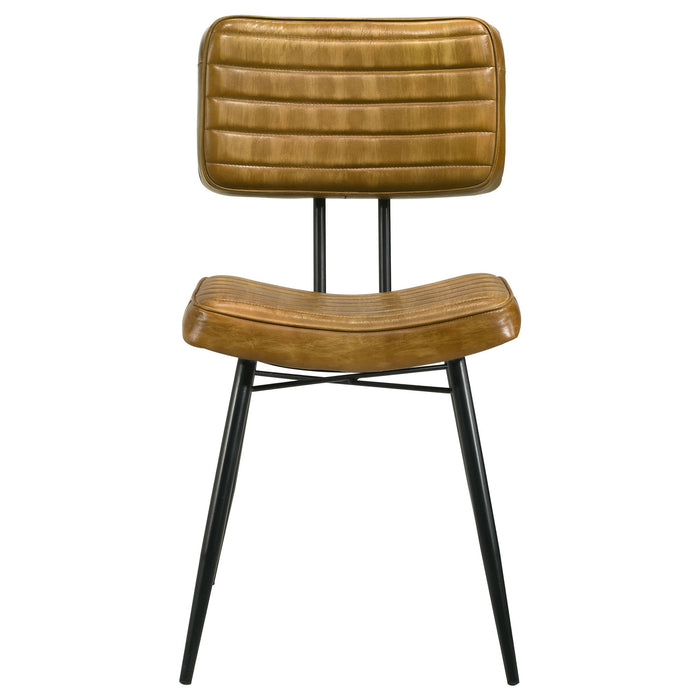 Tufted Side Chairs Upholstery And Tapered Legs (Set of 2) - Camel