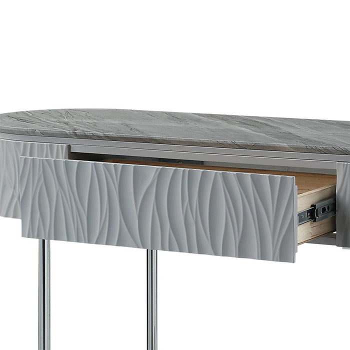 Yukino - Sofa Table - Gray High Gloss & Chrome