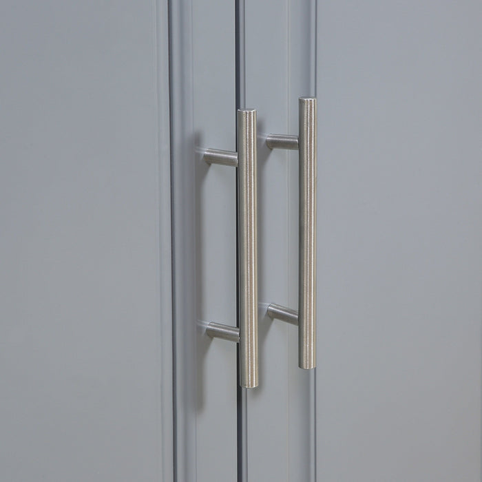 Homcom - Rolling Kitchen Island With Storage, Portable Kitchen Cart With Stainless Steel Top, 2 Drawers, Spice, Knife And Towel Rack And Cabinets